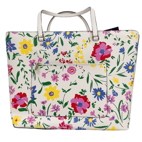 Kate Spade Perfect Large Top Zip Tote Garden Bouquet Floral Cream Multi - Picture 5 of 9